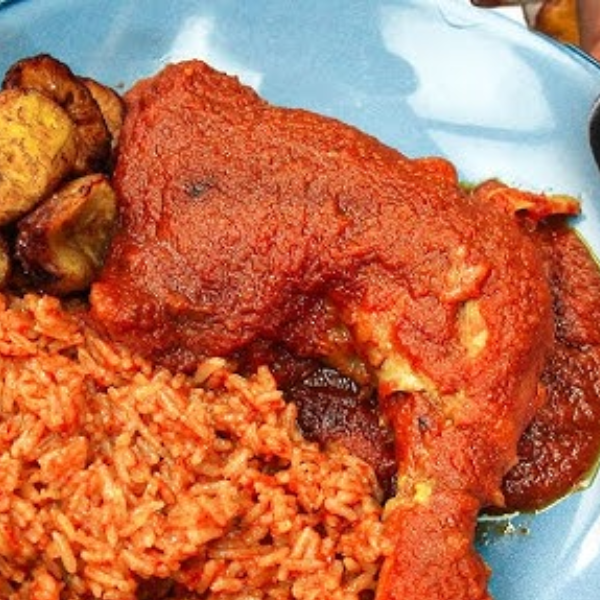jollof rice with chicken stew